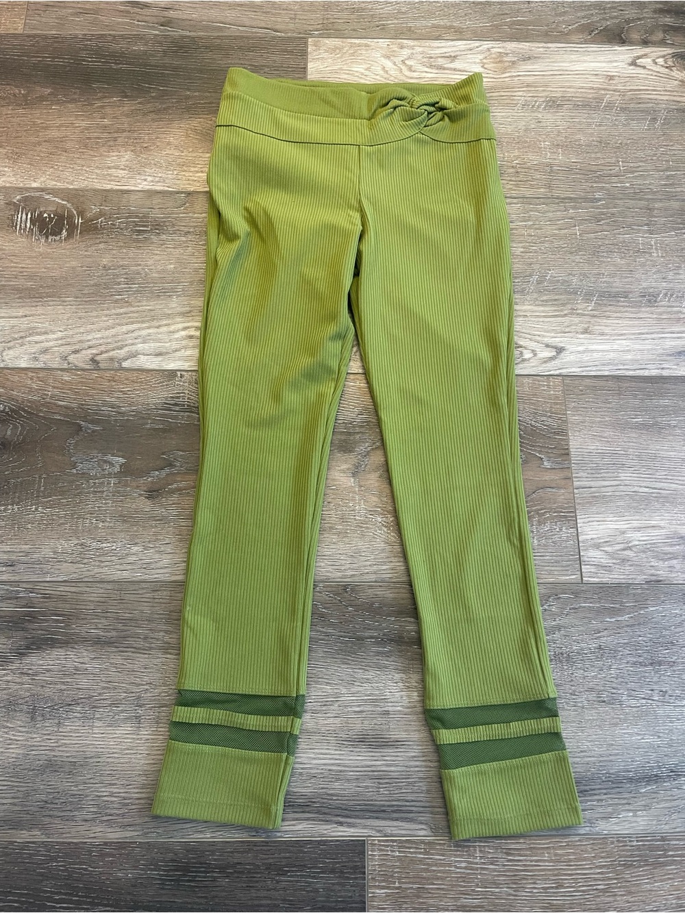FP Movement by Free People Light olive Ribbed Leggings with Twist Waist NWOT S